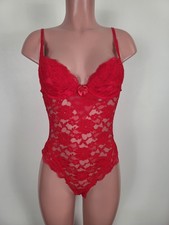 Vintage Victoria's Secret 90s Satin Lace High Cut Bodysuit Teddy 36B Medium Snap