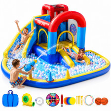 Neche Inflatable Water Slide Bounce House with Double Slide, Trampoline,
