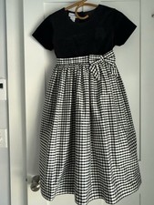 Frances Johnston Girls Dress-Size 10 Black Velvet Silk Black White Plaid