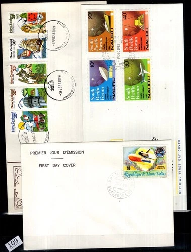 // NAURU, UPPER VOLTA, NEW ZEALAND 1983 - 3 FDC - SPACE, PLANES, SHIPS