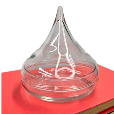 Vtg Kiss-Shaped Covered Candy Dish Clear Glass Mid Century Modern Holiday Dish