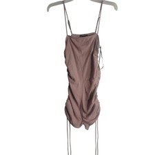 Forever 21 Mauve Ribbed Ruched Drawstring Bodycon Mini Dress Medium