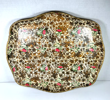 VINTAGE JAPAN PAPER MACHE SERVING TRAY PINK R...