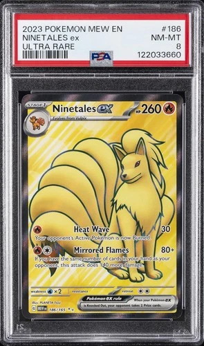 2023 POKEMON MEW EN-151 ULTRA RARE #186 NINETALES EX PSA 8