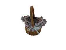 Longaberger Basket 7 x 5" 1990 Purple Lavender Flowers on Insert