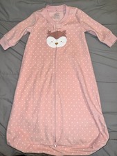 Carter's Baby Sleep Sack Sleepsack Pink White 9-12 Months Owl Design