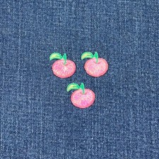 3-Pack Pink Apple Applique Patch: Mini Embroidered Shimmery Fruit Badge Iron On