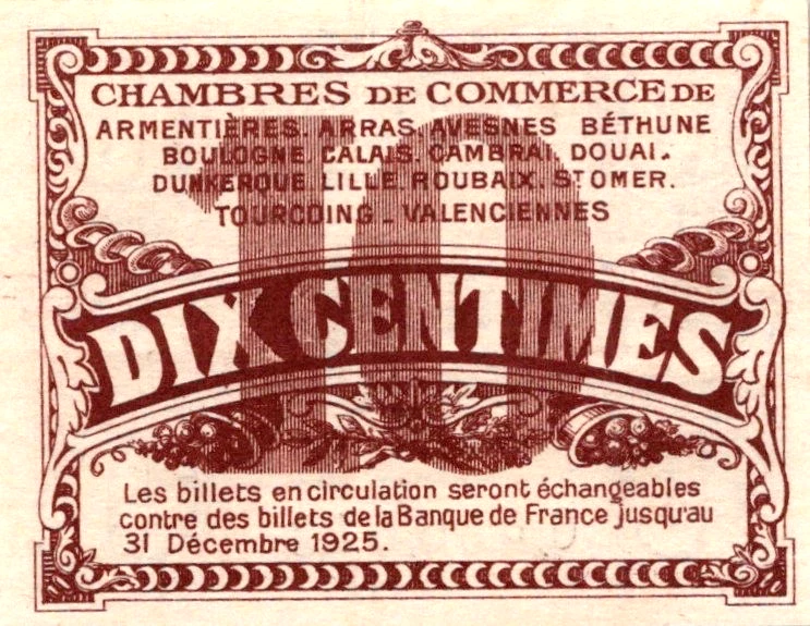 France 10 Centimes 1925 " Economic Instability Note " UNC - Image 2 of 3