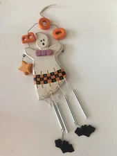 Primative Wooden Ghost Windchime signed by Artist Halloween Decor