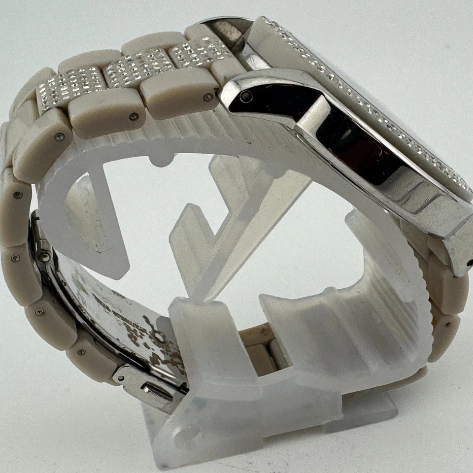 Reloj de Cuarzo DKNY NY-8425 Hombre 50m Plata Beige Estrás Batería Nueva 6.75" Foto 3 de 4