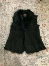 Chas Mackenzie Vest Shearling Handcrafted Black L