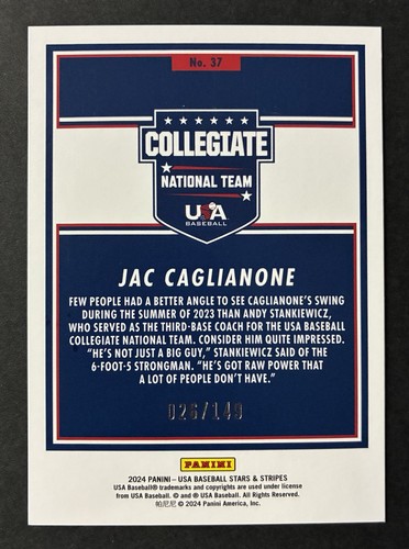 2024 Panini Stars and Stripes - (Jac Caglianone) Blue Dot (26/149) Royals #37 - Imagen 2 de 3