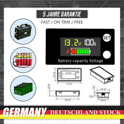 DC 8-100V LCD Batterie Kapazität Voltmeter Anzeige Messgerät Spannungsmesser