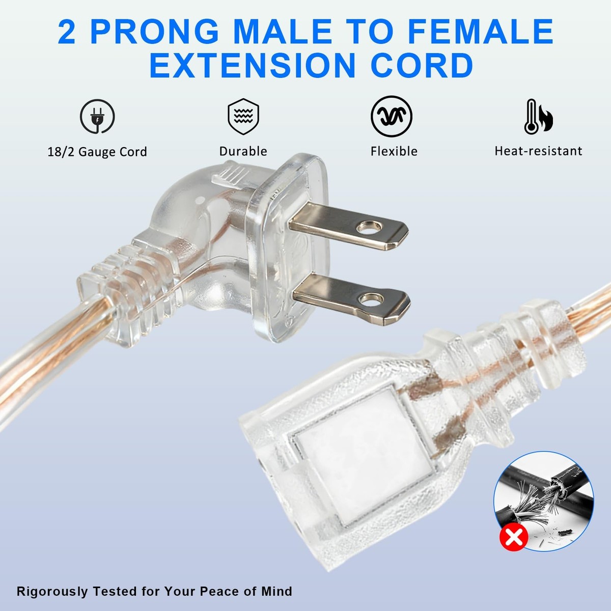 Vaguelly 4-Pack Ultra-Thin Clear Extension Cords – Invisible Indoor Power Cables For String Lights & LEDs