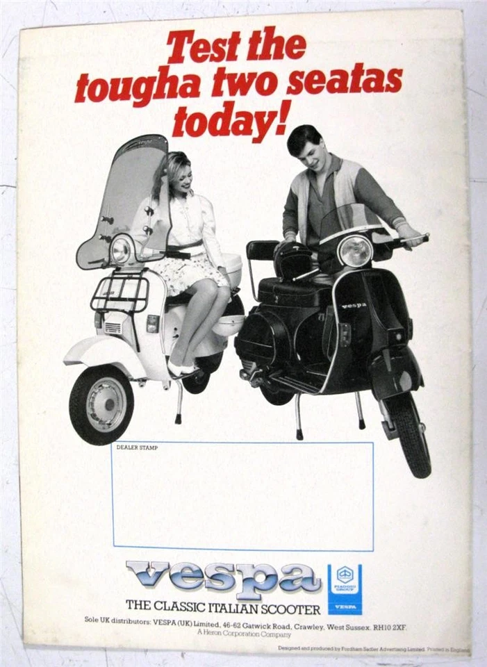 VESPA Scooters Sales Brochure Oct 1983 PK50S PK80S-SE V100 Sport PK125S PX150E - Image 4 of 4