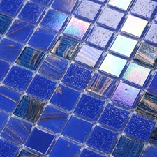 11.5sqft Iridescent Cobalt Pool Tile, Bathroom Wall and Floor Tile, Kitchen B...