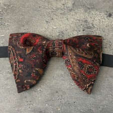 Vintage Style Paisley Bow Tie Brown Adjustable Pre-Tied Formal Accessory