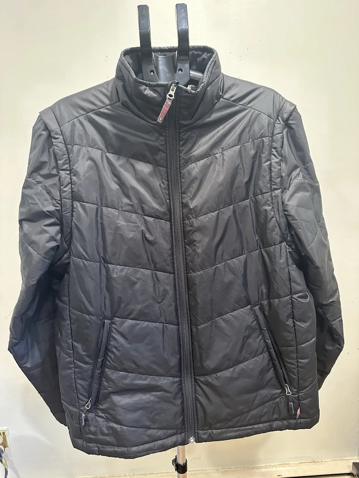 Chaqueta BrookStone Talla Grande Para Hombre Negra Resistente al Agua Mangas Extraíbles Foto 3 de 4