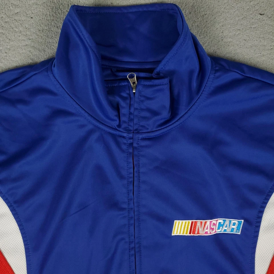 Chaqueta NASCAR Para Hombre Grande Azul Rojo Cremallera Completa Carreras Poli Pista Abrigo Coche Deportivo Foto 2 de 4