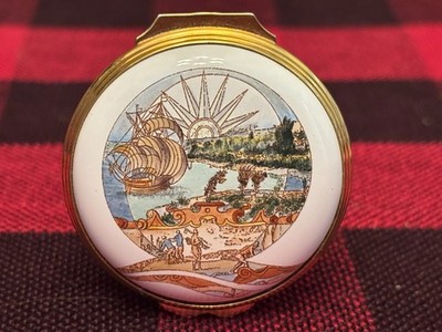 Halcyon Enamel Trinket Box ''500TH ANNIVERSARY BERMUDA ''   NO BOX ~ 80/150
