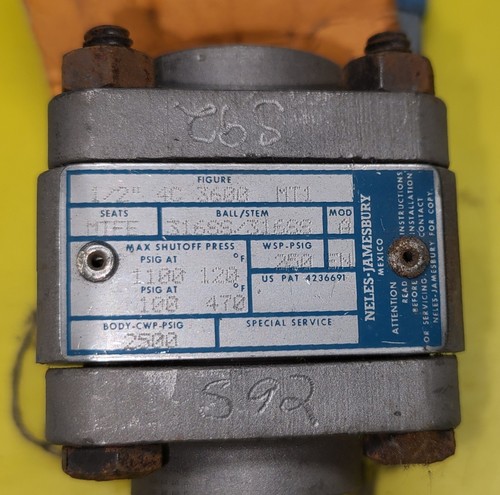 Neles-Jamesbury 4C-3600-MT1 1/2" 316 Stainless SS Weld Socket Ball Valve - Picture 3 of 3