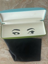 Kate Spade New York Sunglass Eye Case Olive Turquoise Hard Clamshell Glasses