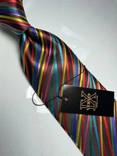 NWT VERSE 9 MULTI COLOR GEOMETRIC STYLE PRINT SILK DESIGNS NECK TIE & HANKY