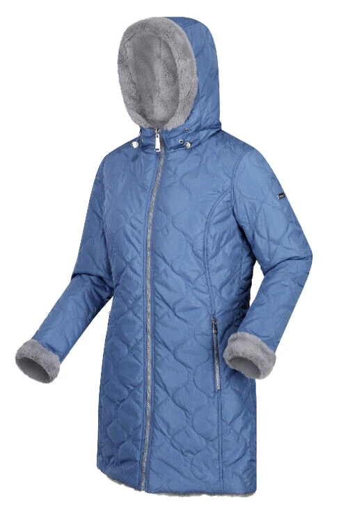 Regatta Caileigh Slate Blue/Grey Baffle Reversible Quilted Jacket RRP£130 UK 12