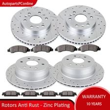 Front Rear Rotors Discs & Brake Pads for Chevy Escalade Silverado Avalanche 1500
