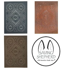 4 PUNCHED TIN PANELS Handcrafted Vertical Primitive Diamond Design in 3 Finishes