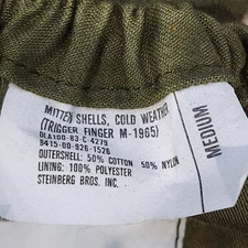 New Olive Drab Trigger Finger Mittens Without Liner *Mocinc.1982*