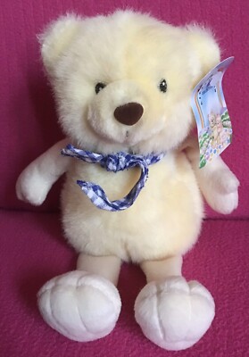 Salco Little Meadow Collection cremefarbener Puffball Teddybär weiches Plüschtier 10 Zoll Etikett
