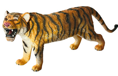 AAA Tiger Figurine Fierce Roaring 7'' L x 3.25'' T Plastic Wild Animal Collection