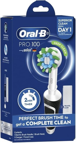 Oral-B PRO 100 CROSSACTION Rechargeable Electric Toothbrush Black - NEW PACK - Picture 10 of 10