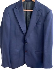 Armani Collezioni Mens G Line Navy Blue Wool Blazer Coat Jacket Size 40