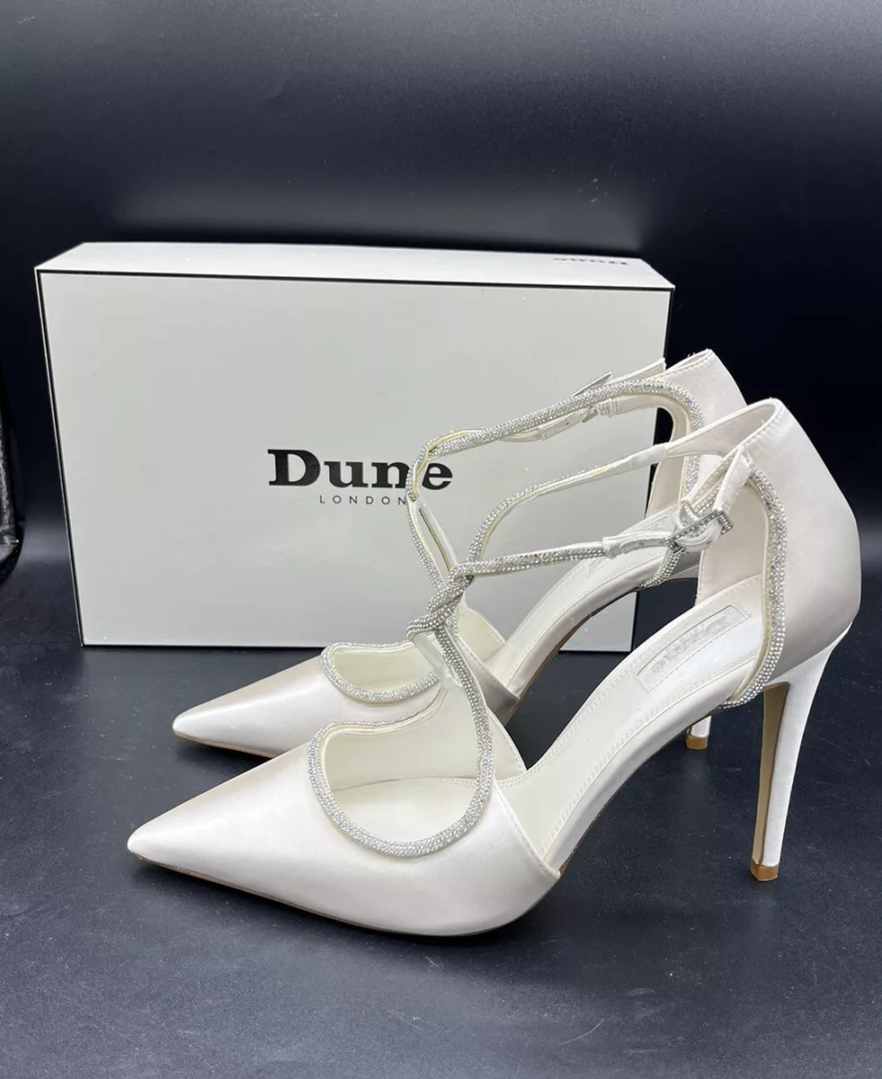 NEW Dune London Commited Ivory Crystal Wedding Heel Shoes Size 7