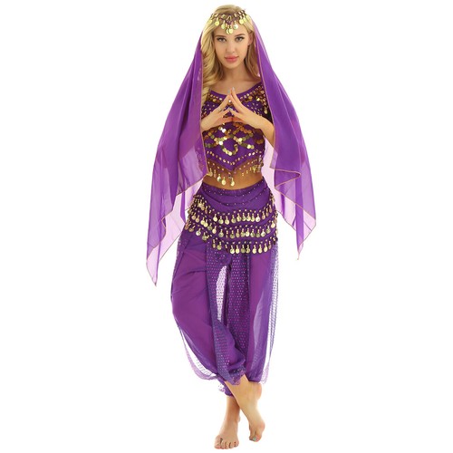 Damen Tanzbekleidung Laterne Kostüm Harem Outfit Cosplay Tanz Schal Bauch Sets - Bild 34 von 139