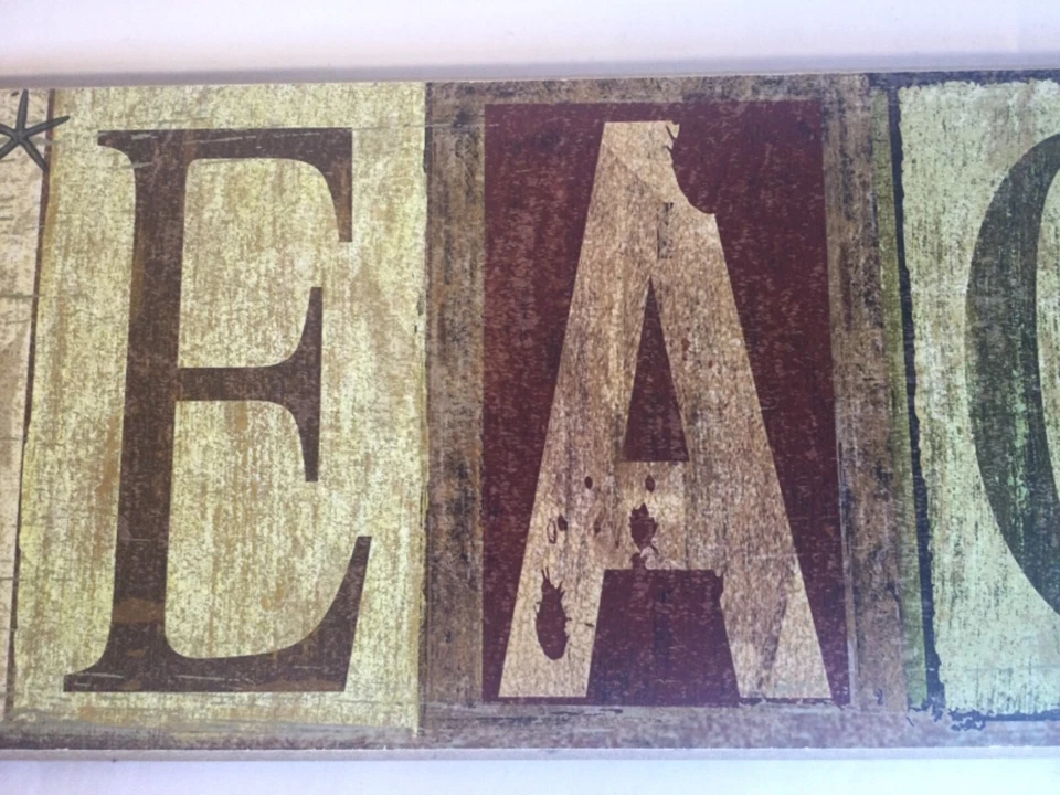 Letrero de madera de pared para decoración de playa de 18” x 6” gris, azul, marrón, borgoña, bonito tranquilo  Foto 3 de 4