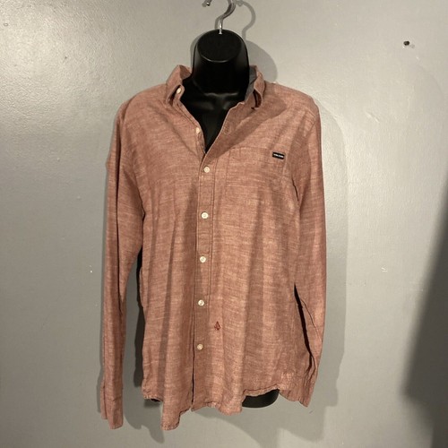 Volcom Men's Shirt Casual Button-Down Wine Color Size Large - Picture 3 of 7