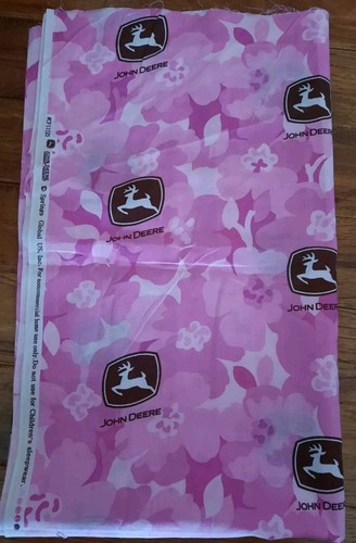 NEW JOHN DEERE PINK COTTON FABRIC 1 YARD