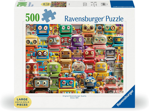 Ravensburger Retro Robots 500 Piece Large-Format Puzzle Jigsaw Vintage Toy Robot - Picture 2 of 2