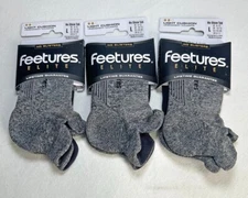 Feetures 3 Pairs Men's Light cushion Elite No Show Tob Socks Size L 9-12 Grey