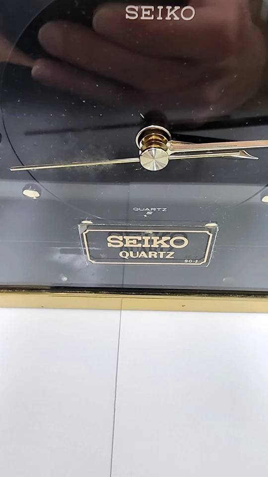 Vintage Seiko QQZ137G Half Moon Gold Black Mantle Clock Working Tuscan Match  - Image 3 of 4