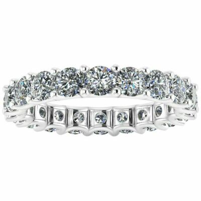 3.4ct Simulated Diamond Wedding Band Stackable Full Eternity White Gold Plated