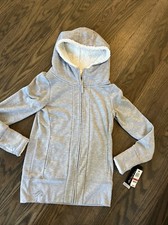 Ideology Women's Sherpa Lined Fleece Hooded Jacket Gray XS NWT