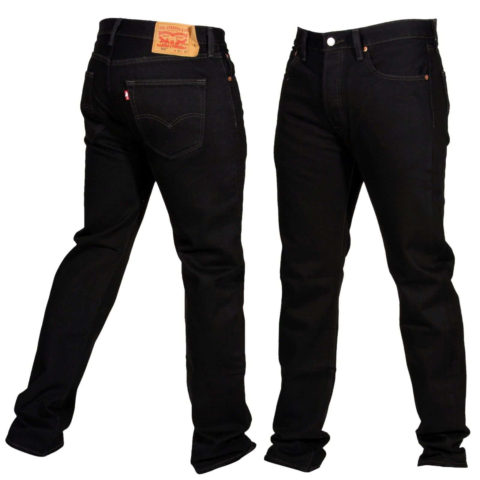 Levis 501 Original Fit Mens Jeans Straight Leg Button Fly 100% Cotton Black