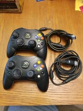 2 Original Xbox Controller S Black Wired Breakaway Tested see pics Read