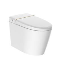 Smart Toilet with Heated Bidet Seat Warm Water Sprayer Foot Sensor LED Display