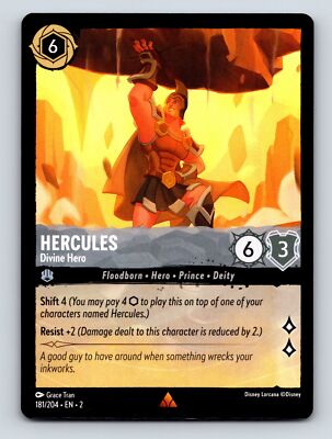 Rare Disney Lorcana Card Hercules Divine Hero 6 Cost 6S 3WP