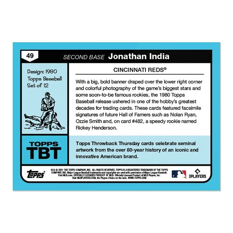 2021 Throw Back Thursdays Set 17 #49 Jonathan India - Free Shipping Always! - Image 2 of 2